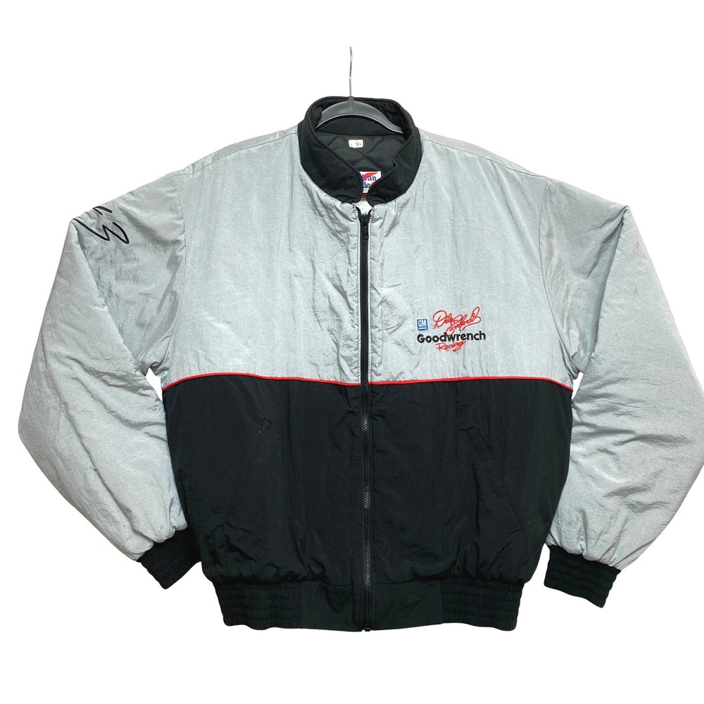 Vintage Dale Earnhardt GM Goodwrench Racing Jacket Mens Large Gray Black Quilted